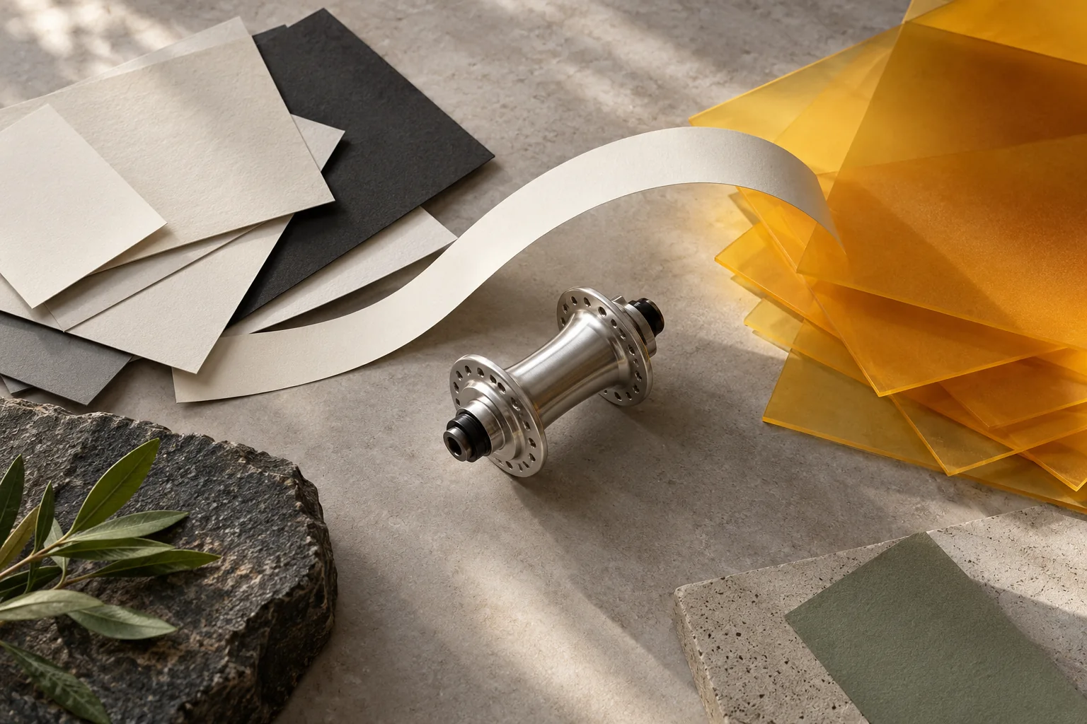 Konzeptmotiv: Materialien, Planung und Mobilität in einem gemeinsamen Arrangement.